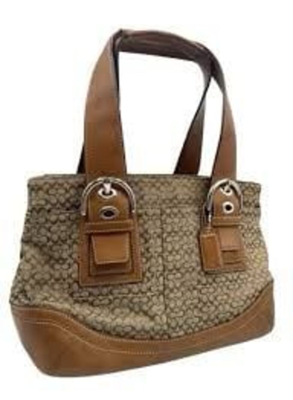 Vintage Coach F10928 Soho Buckle Signature Jacquard Monogram Canvas Shoulder Bag